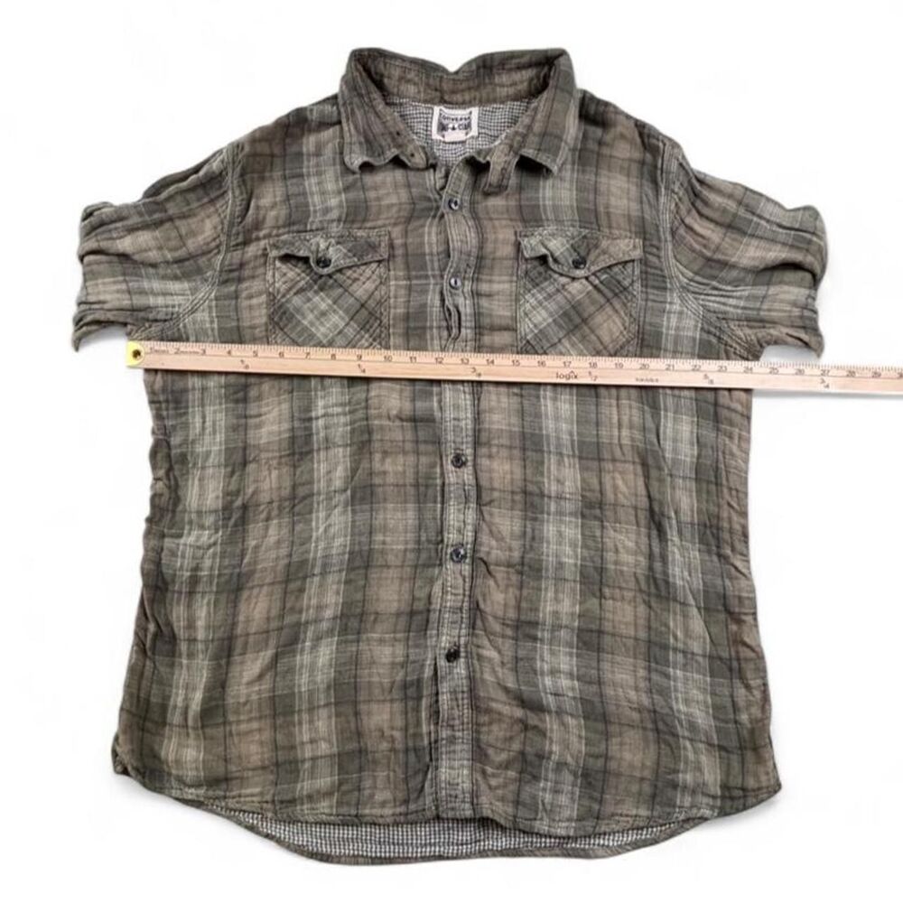 Converse One Star Green Beige Plaid Button Up Shirt Women's XL - Picture 4 of 7